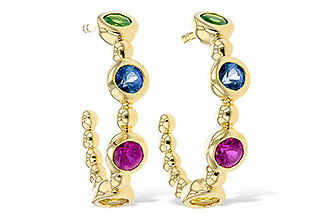 A303-45461: EARR .68 TW MULTI-COLOR SAPPH & GREEN GARNET