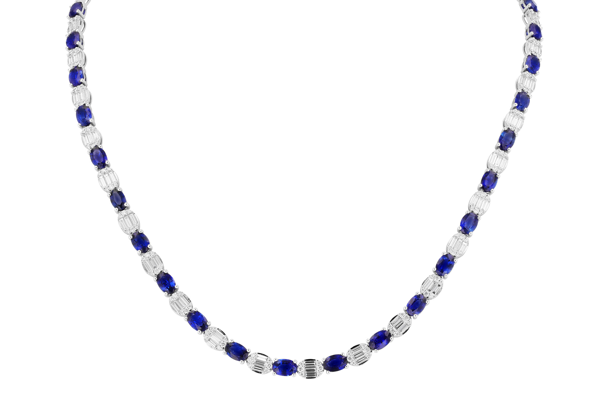 B303-47279: NECKLACE 17.68 TW SAPPHIRE 21.82 TGW (17")