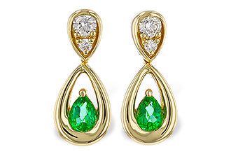 C302-58234: EARRINGS .20 EMERALD .32 TGW (4x3 EMER)