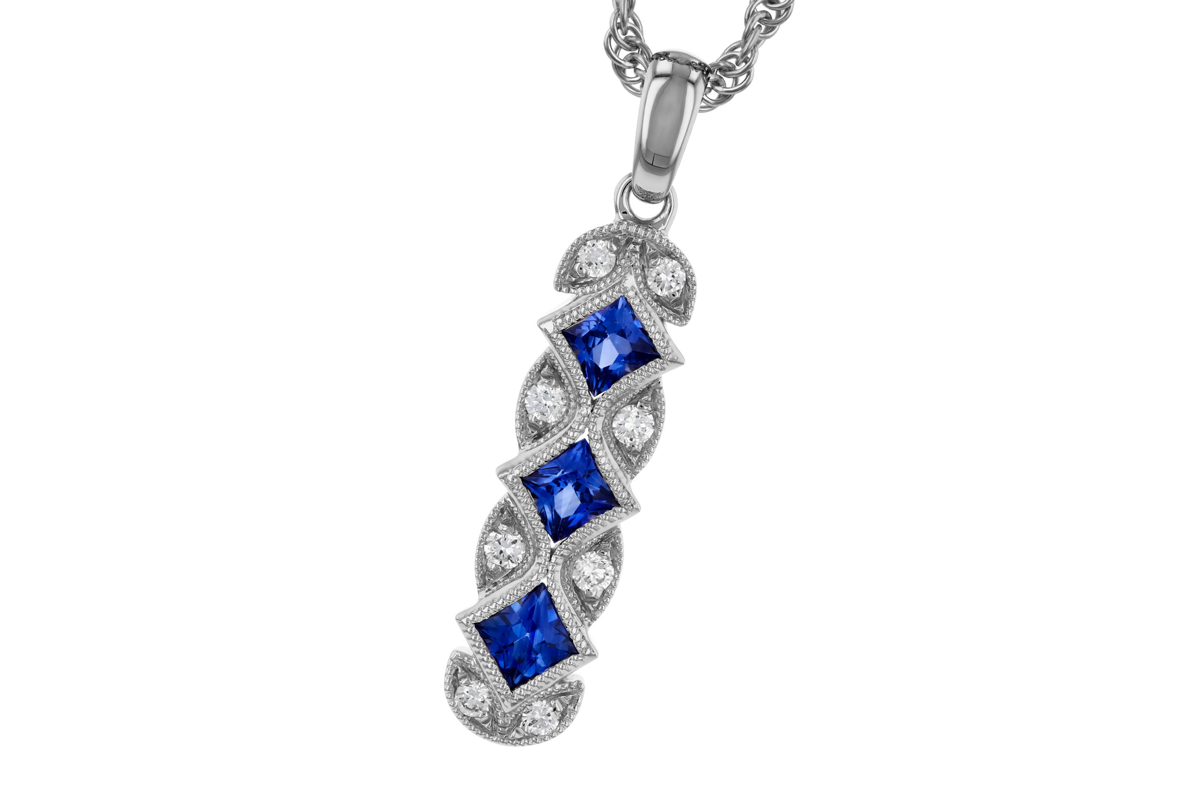 C303-47279: NECKLACE .55 TW SAPPHIRE .64 TGW