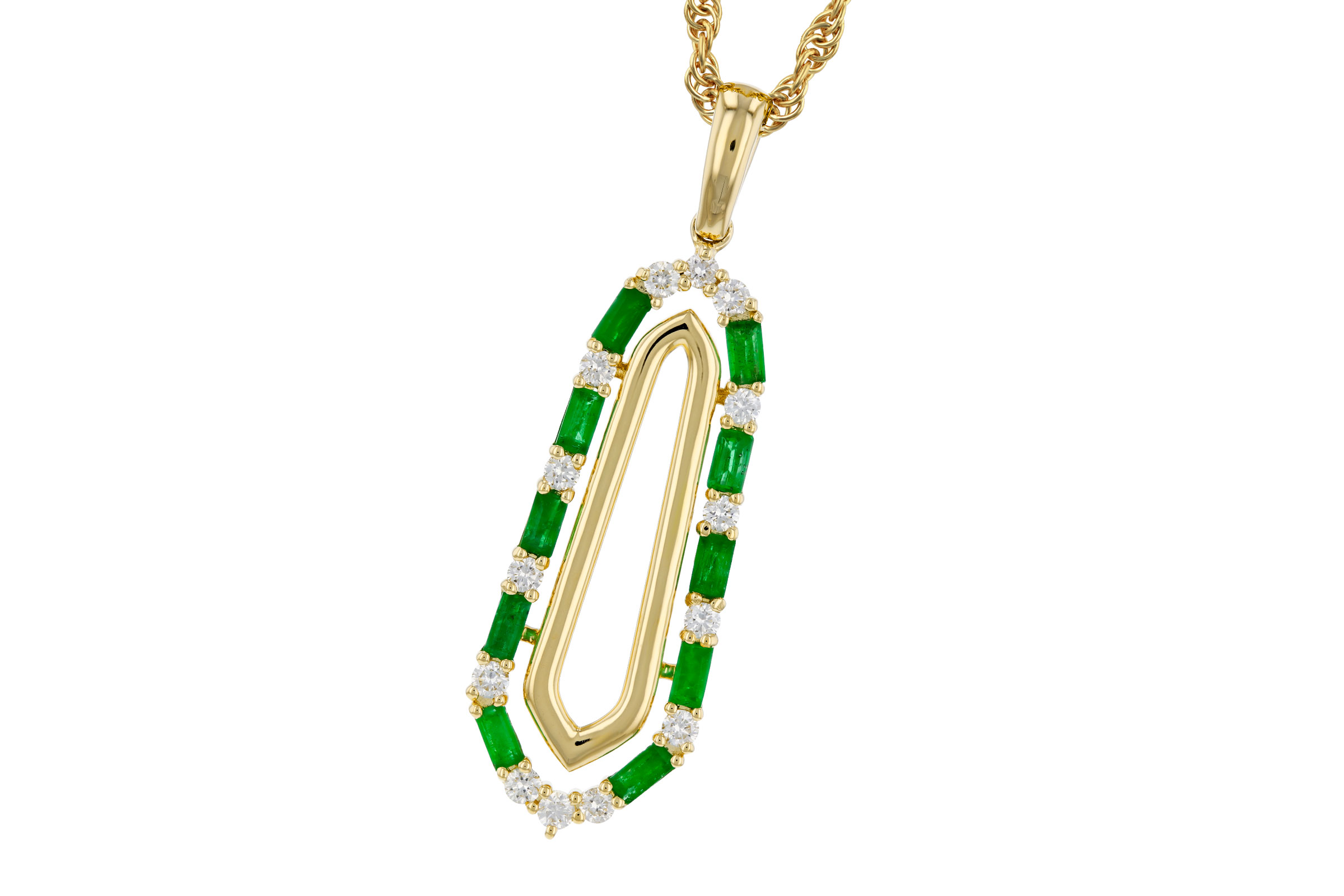 D303-48225: NECKLACE .44 TW EMERALD .64 TGW