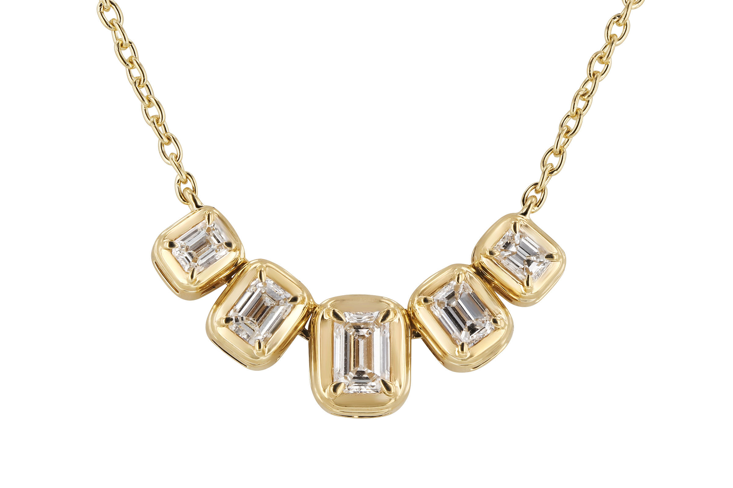 E303-48197: NECKLACE .87 TW EMERALD CUT DIA (18")