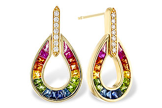 F302-57306: EARRINGS 1.18 MULTI-COLOR SAPP 1.25 TGW