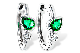 G302-59179: EARRINGS .38 TW EMERALD .44 TGW