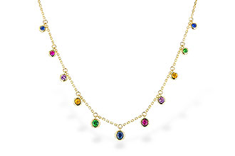 H301-70033: NECK .90 TW MULTI-COLOR SAPPH & GREEN GARNET (18")
