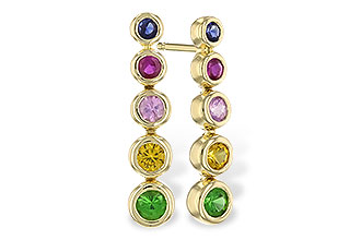 H301-71906: EARR .60 TW MULTI-COLOR SAPPH & GREEN GARNET