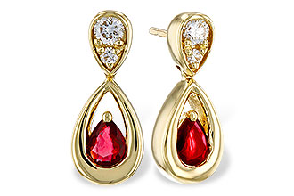 H302-57315: EARRINGS .40 RUBY .52 TGW (4x3 RUBY)