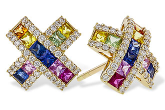 M302-57306: EARRINGS 1.00 MULTI-COLOR SAPPH 1.38 TGW