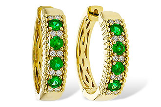M302-62815: EARRINGS .33 TW EMERALD .45 TGW