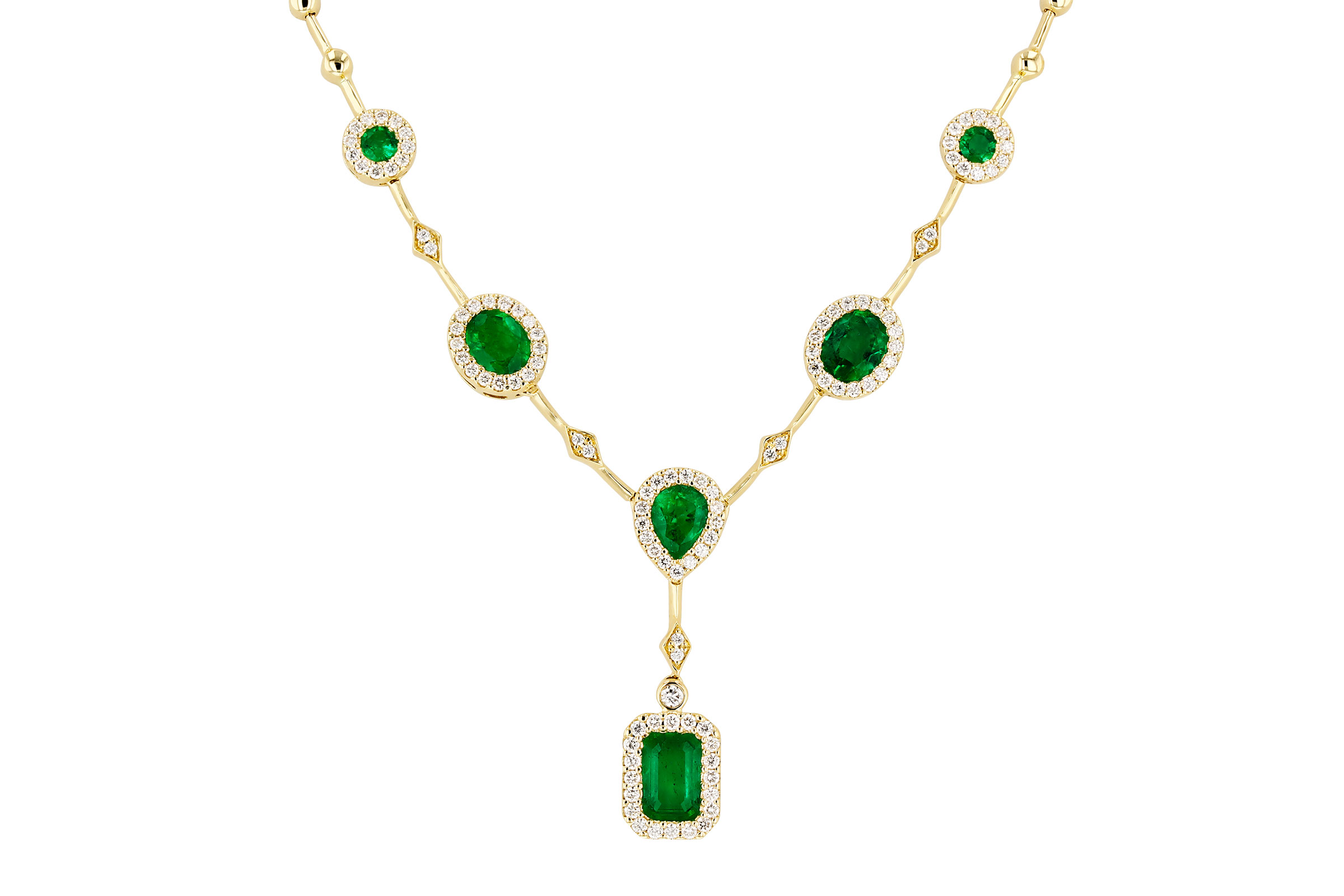 M303-47279: NECKLACE 1.66 TW EMERALD 2.08 TGW (17")